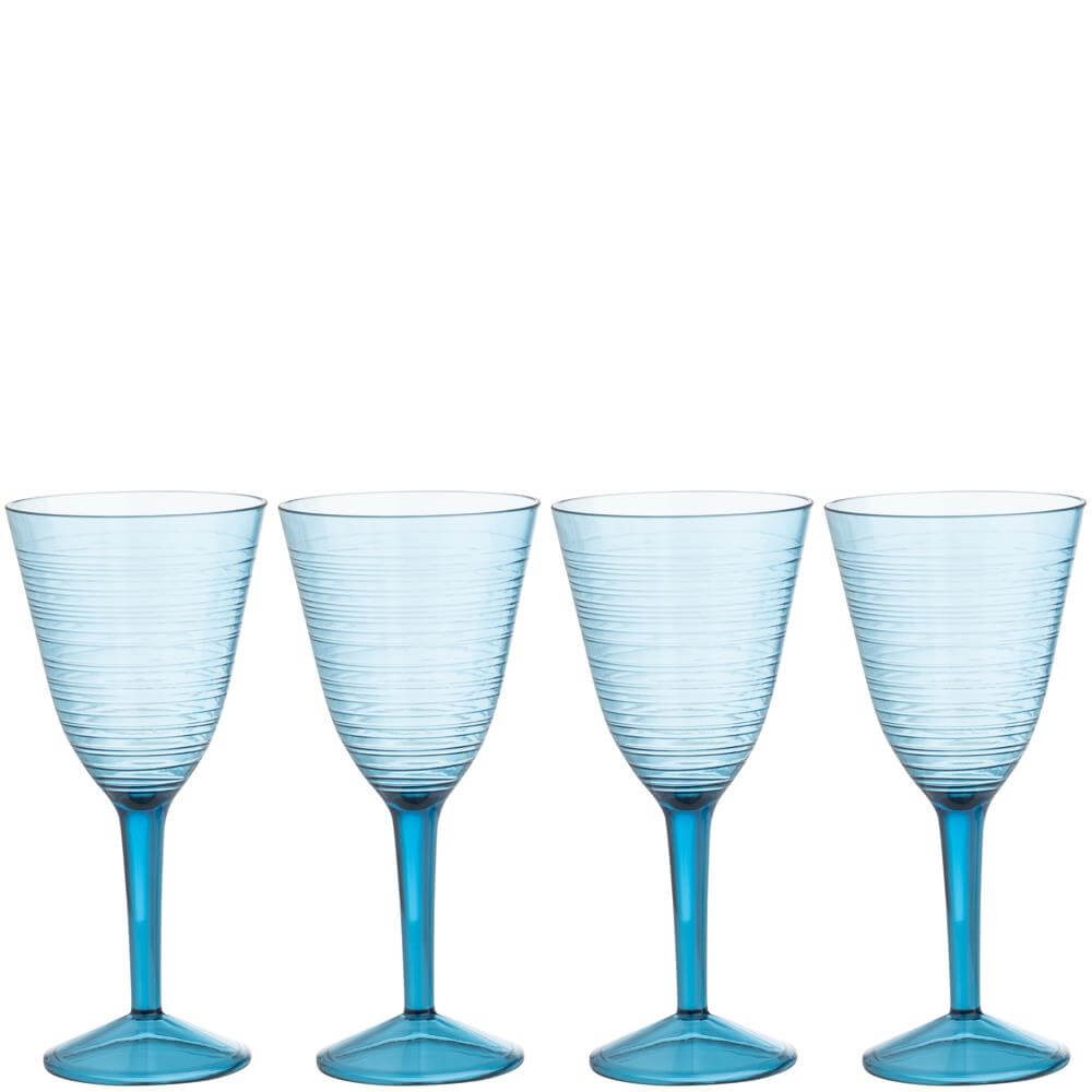 The Three Rivers Hampers Co. Blue Linear Set of 4 Wine Glasses